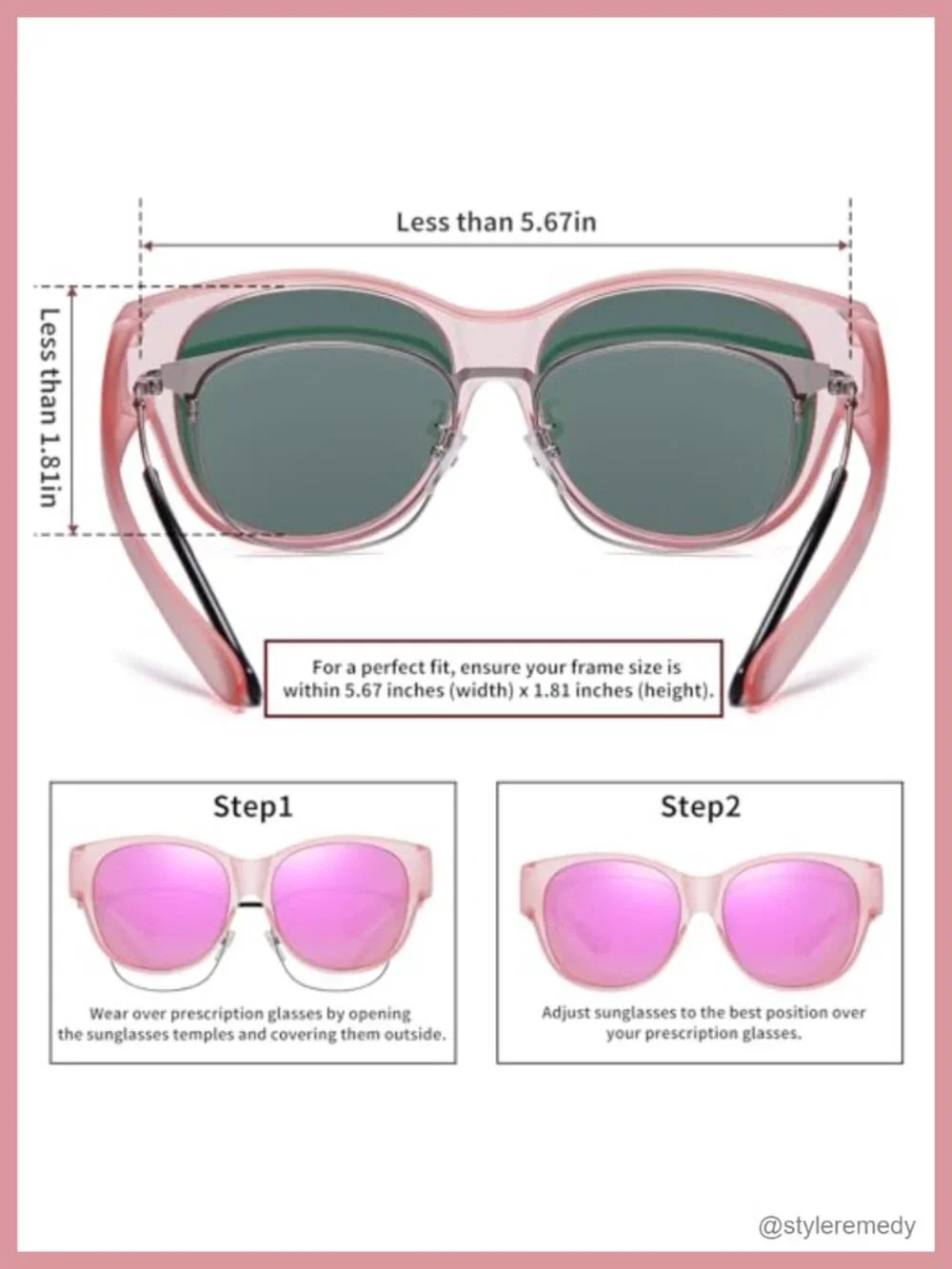 Fit Over Glasses Sunglasses Cat Eye Polarized UV Protection for Women
